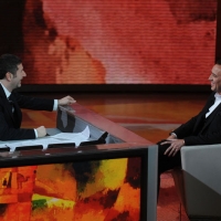 Foto Nicoloro G. 28/01/2012 Milano Trasmissione televisiva su Rai3 ” Che tempo che fa ” condotta da Fabio Fazio. nella foto Fabio Fazio – Nicolas Cage