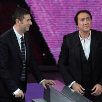 Foto Nicoloro G. 28/01/2012 Milano Trasmissione televisiva su Rai3 ” Che tempo che fa ” condotta da Fabio Fazio. nella foto Fabio Fazio – Nicolas Cage