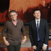 Foto Nicoloro G. 29/01/2012 Milano Trasmissione televisiva su Rai3 " Che tempo che fa " condotta da Fabio Fazio. nella foto Daniel Pennac – Fabio Fazio