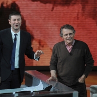 Foto Nicoloro G. 29/01/2012 Milano Trasmissione televisiva su Rai3 " Che tempo che fa " condotta da Fabio Fazio. nella foto Fabio Fazio – Daniel Pennac