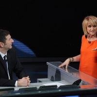 Foto Nicoloro G. 29/01/2012 Milano Trasmissione televisiva su Rai3 " Che tempo che fa " condotta da Fabio Fazio. nella foto Fabio Fazio – Luciana Littizzetto