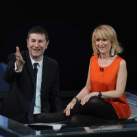 Foto Nicoloro G. 29/01/2012 Milano Trasmissione televisiva su Rai3 " Che tempo che fa " condotta da Fabio Fazio. nella foto Fabio Fazio – Luciana Littizzetto