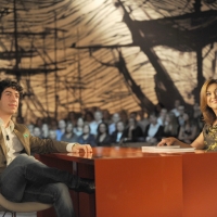 Foto Nicoloro G. 01/10/2010 Milano, Puntata della trasmissione \" Invasioni barbariche \"  su La7 e condotta da Daria Bignardi. nella foto Renzo Bossi – Daria Bignardi