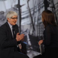 Foto Nicoloro G. 04/03/2011 Milano Trasmissione televisiva su La7 " Invasioni barbariche " condotta da Daria Bignardi. nella foto Beppe Severgnini – Daria Bignardi