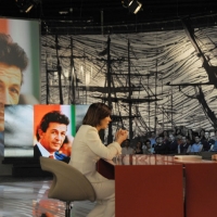 Foto Nicoloro G. 08/04/2011 Milano Trasmissione televisiva su La7 \" Invasioni barbariche \" condotta da Daria Bignardi. nella foto Bianca Berlinguer – Daria Bignardi
