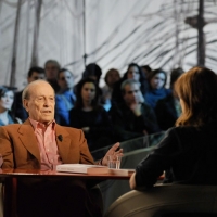 Foto Nicoloro G. 10/12/2010 Milano, Puntata della trasmissione " Invasioni barbariche "  su La7 e condotta da Daria Bignardi. nella foto Giorgio Bocca – Daria Bignardi