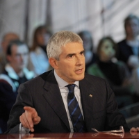 Foto Nicoloro G. 11/02/2011 Milano Trasmissione televisiva su La7 " Invasioni barbariche " condotta da Daria Bignardi. nella foto Pier Ferdinando Casini
