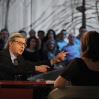 Foto Nicoloro G. 18/03/2011 Milano Trasmissione televisiva su La7 " Invasioni barbariche " condotta da Daria Bignardi. nella foto Vittorio Sgarbi – Daria Bignardi