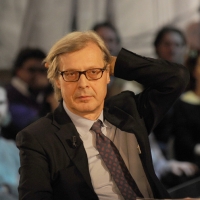 Foto Nicoloro G. 18/03/2011 Milano Trasmissione televisiva su La7 " Invasioni barbariche " condotta da Daria Bignardi. nella foto Vittorio Sgarbi