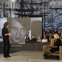 Foto Nicoloro G. 28/01/2011 Milano Trasmissione televisiva su La7 \" Invasioni barbariche \" condotta da Daria Bignardi. nella foto Daria Bignardi  –Antonella D\'Agostino