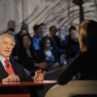 Foto Nicoloro G. 28/01/2011 Milano Trasmissione televisiva su La7 " Invasioni barbariche " condotta da Daria Bignardi. nella foto Corrado Augias – Daria Bignardi