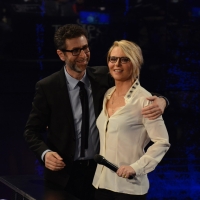 Foto Nicoloro G.  01/02/2015  Milano    Trasmissione televisiva su Rai 3 \" Che tempo che fa \".  nella foto Fabio Fazio e la conduttrice televisiva Maria De Filippi.