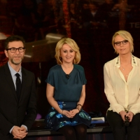 Foto Nicoloro G.  01/02/2015  Milano    Trasmissione televisiva su Rai 3 \" Che tempo che fa \".  nella foto da sinistra Fabio Fazio, Luciana Littizzetto e Maria De Filippi.