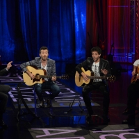 Foto Nicoloro G.  03/05/2015  Milano   Trasmissione televisiva su Rai 3 " Che tempo che fa ". nella foto da sinistra Fabio Fazio, Daniele Silvestri, Max Gazzè e Niccolò Fabi.