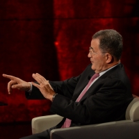Foto Nicoloro G.  03/05/2015  Milano   Trasmissione televisiva su Rai 3 " Che tempo che fa ". nella foto il professore Romano Prodi.