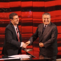 Foto Nicoloro G. 04/11/2012 Milano Trasmissione televisiva su Rai3 ” Che tempo che fa ” condotta da Fabio Fazio. nella foto Fabio Fazio – Carlo De Benedetti