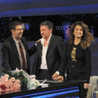 Foto Nicoloro G. 04/11/2012 Milano Trasmissione televisiva su Rai3 ” Che tempo che fa ” condotta da Fabio Fazio. nella foto Fabio Fazio – Sergio Castellitto – Penelope Cruz