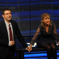 Foto Nicoloro G. 04/11/2012 Milano Trasmissione televisiva su Rai3 ” Che tempo che fa ” condotta da Fabio Fazio. nella foto Fabio Fazio – Luciana Littizzetto