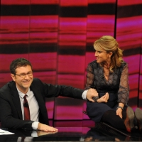 Foto Nicoloro G. 04/11/2012 Milano Trasmissione televisiva su Rai3 ” Che tempo che fa ” condotta da Fabio Fazio. nella foto Fabio Fazio – Luciana Littizzetto