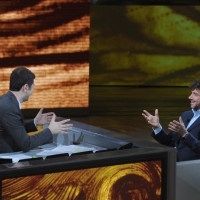 Foto Nicoloro G. 05/03/2011 Milano Trasmissione televisiva su Rai3 " Che tempo che fa " condotta da Fabio Fazio. nella foto Fabio Fazio – Alberto Angela