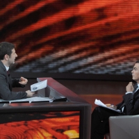 Foto Nicoloro G. 05/03/2011 Milano Trasmissione televisiva su Rai3 " Che tempo che fa " condotta da Fabio Fazio. nella foto Fabio Fazio – Giovanni Floris