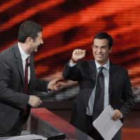Foto Nicoloro G. 05/03/2011 Milano Trasmissione televisiva su Rai3 " Che tempo che fa " condotta da Fabio Fazio. nella foto Fabio Fazio – Giovanni Floris