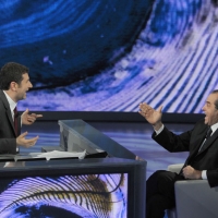 NIKFoto Nicoloro G. 05/03/2011 Milano Trasmissione televisiva su Rai3 " Che tempo che fa " condotta da Fabio Fazio. nella foto Fabio Fazio – Antonio Di Pietro