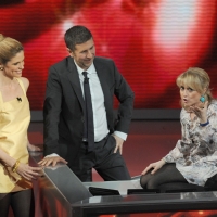 Foto Nicoloro G. 06/03/2011 Milano Trasmissione televisiva su Rai3 " Che tempo che fa " condotta da Fabio Fazio. nella foto Filippa Lagerback – Fabio Fazio – Luciana Littizzetto