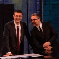 Foto Nicoloro G. 09/03/2013 Milano Trasmissione televisiva su Rai3 ” Che tempo che fa” condotta da Fabio Fazio. nella foto Fabio Fazio – Giuseppe Fiorello