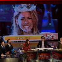 Foto Nicoloro G. 09-01-2016 Milano Trasmissione televisiva su Rai 3 \' Che fuori tempo che fa \'. nella foto da sinistra Gigi Marzullo, Christof Innerhofer, Fabio Vol, Miriam Leone, Fabio Fazio, Vincenzo Salemme, Tosca D\' Aquino.