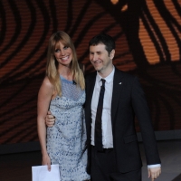 Foto Nicoloro G. 09/04/2011 Milano Trasmissione televisiva su Rai3 " Che tempo che fa " condotta da Fabio Fazio. nella foto Filippa Lagerback – Fabio Fazio