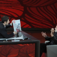 Foto Nicoloro G. 09/04/2011 Milano Trasmissione televisiva su Rai3 " Che tempo che fa " condotta da Fabio Fazio. nella foto  Fabio Fazio – Gino Strada