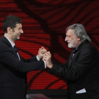 Foto Nicoloro G. 09/04/2011 Milano Trasmissione televisiva su Rai3 " Che tempo che fa " condotta da Fabio Fazio. nella foto  Fabio Fazio – Gino Strada