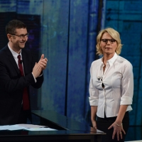 Foto Nicoloro G. 10/03/2013 Milano Trasmissione televisiva su Rai3 " Che tempo che fa " condotta da Fabio Fazio. nella foto Fabio Fazio – Maria De Filippi