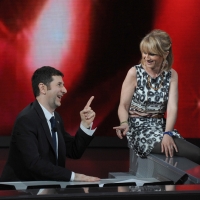 Foto Nicoloro G. 10/04/2011 Milano Trasmissione televisiva su Rai3 " Che tempo che fa " condotta da Fabio Fazio. nella foto Fabio Fazio – Luciana Littizzetto