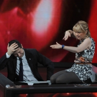 Foto Nicoloro G. 10/04/2011 Milano Trasmissione televisiva su Rai3 " Che tempo che fa " condotta da Fabio Fazio. nella foto Fabio Fazio – Luciana Littizzetto