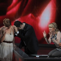 Foto Nicoloro G. 10/04/2011 Milano Trasmissione televisiva su Rai3 " Che tempo che fa " condotta da Fabio Fazio. nella foto Filippa Lagerback – Fabio Fazio – Luciana Littizzetto