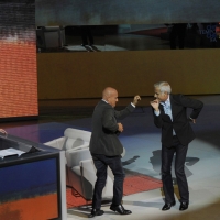 Foto Nicoloro G. 16/10/2011 Milano Trasmissione su Rai3 ” Che tempo che fa ” condotta da Fabio Fazio. nella foto Fabio Fazio – Claudio Bisio – Teo Teocoli
