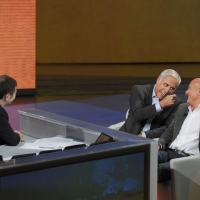 Foto Nicoloro G. 16/10/2011 Milano Trasmissione su Rai3 ” Che tempo che fa ” condotta da Fabio Fazio. nella foto Fabio Fazio – Teo Teocoli – Claudio Bisio