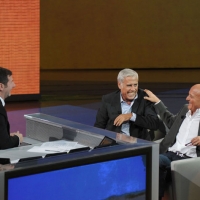 Foto Nicoloro G. 16/10/2011 Milano Trasmissione su Rai3 ” Che tempo che fa ” condotta da Fabio Fazio. nella foto Fabio Fazio – Teo Teocoli – Claudio Bisio