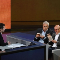 Foto Nicoloro G. 16/10/2011 Milano Trasmissione su Rai3 ” Che tempo che fa ” condotta da Fabio Fazio. nella foto Fabio Fazio – Teo Teocoli – Claudio Bisio