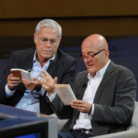 Foto Nicoloro G. 16/10/2011 Milano Trasmissione su Rai3 ” Che tempo che fa ” condotta da Fabio Fazio. nella foto Teo Teocoli – Claudio Bisio