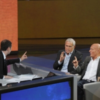 Foto Nicoloro G. 16/10/2011 Milano Trasmissione su Rai3 ” Che tempo che fa ” condotta da Fabio Fazio. nella foto Fabio Fazio – Teo Teocoli – Claudio Bisio
