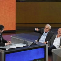 Foto Nicoloro G. 16/10/2011 Milano Trasmissione su Rai3 ” Che tempo che fa ” condotta da Fabio Fazio. nella foto Fabio Fazio – Teo Teocoli – Claudio Bisio