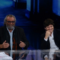 Foto Nicoloro G.   18/10/2014   Milano    Trasmissione televisiva su Rai 3 ' Che tempo che fa '. nella foto gli attori Diego Abatantuono, a sinistra, e Fabio De Luigi.