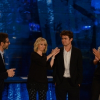 Foto Nicoloro G.   18/10/2015    Milano   Trasmissione televisiva su Rai 3 ' Che tempo che fa '. nella foto da sinistra Fabio Fazio, Luciana Littizzetto, Riccardo Scamarcio e Filippa Lagerback.