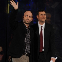 Foto Nicoloro G. 19/11/2012 Milano Trasmissione televisiva su Rai3 ” Che tempo che fa ” condotta da Fabio Fazio. nella foto Roberto Saviano – Fabio Fazio
