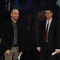 Foto Nicoloro G. 19/11/2012 Milano Trasmissione televisiva su Rai3 ” Che tempo che fa ” condotta da Fabio Fazio. nella foto Roberto Saviano – Fabio Fazio