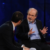 Foto Nicoloro G. 19/11/2012 Milano Trasmissione televisiva su Rai3 ” Che tempo che fa ” condotta da Fabio Fazio. nella foto Fabio Fazio – Salman Rushdie