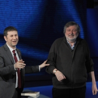 Foto Nicoloro G. 19/03/2011 Milano Trasmissione televisiva su Rai3 " Che tempo che fa " condotta da Fabio Fazio. nella foto Fabio Fazio – Francesco Guccini